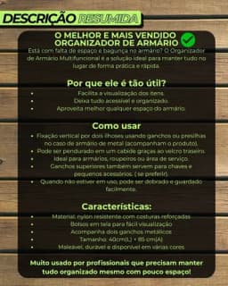 Organizador Militar De Armário/roupeiro Sapateira Pendurar