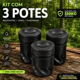 Kit 3 Potes Pretos Para Campo Básico Sd Curso Op Kit Militar