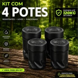 Kit 4 Potes Pretos Para Campo Básico Sd Curso Op Kit Militar